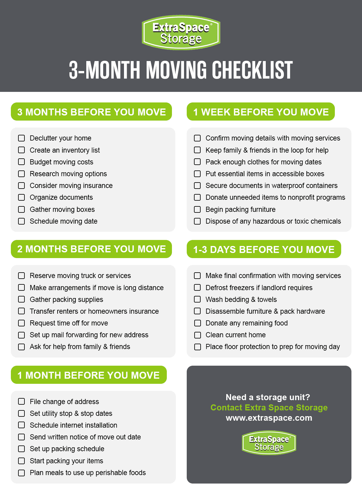 Rich Content - 3-Month Moving Preparation Cheat Sheet