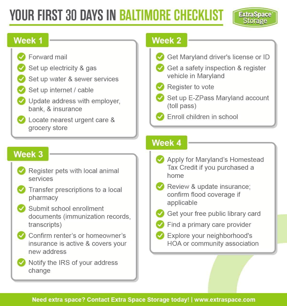 Your First 30 Days in Baltimore Checklist Rich Content