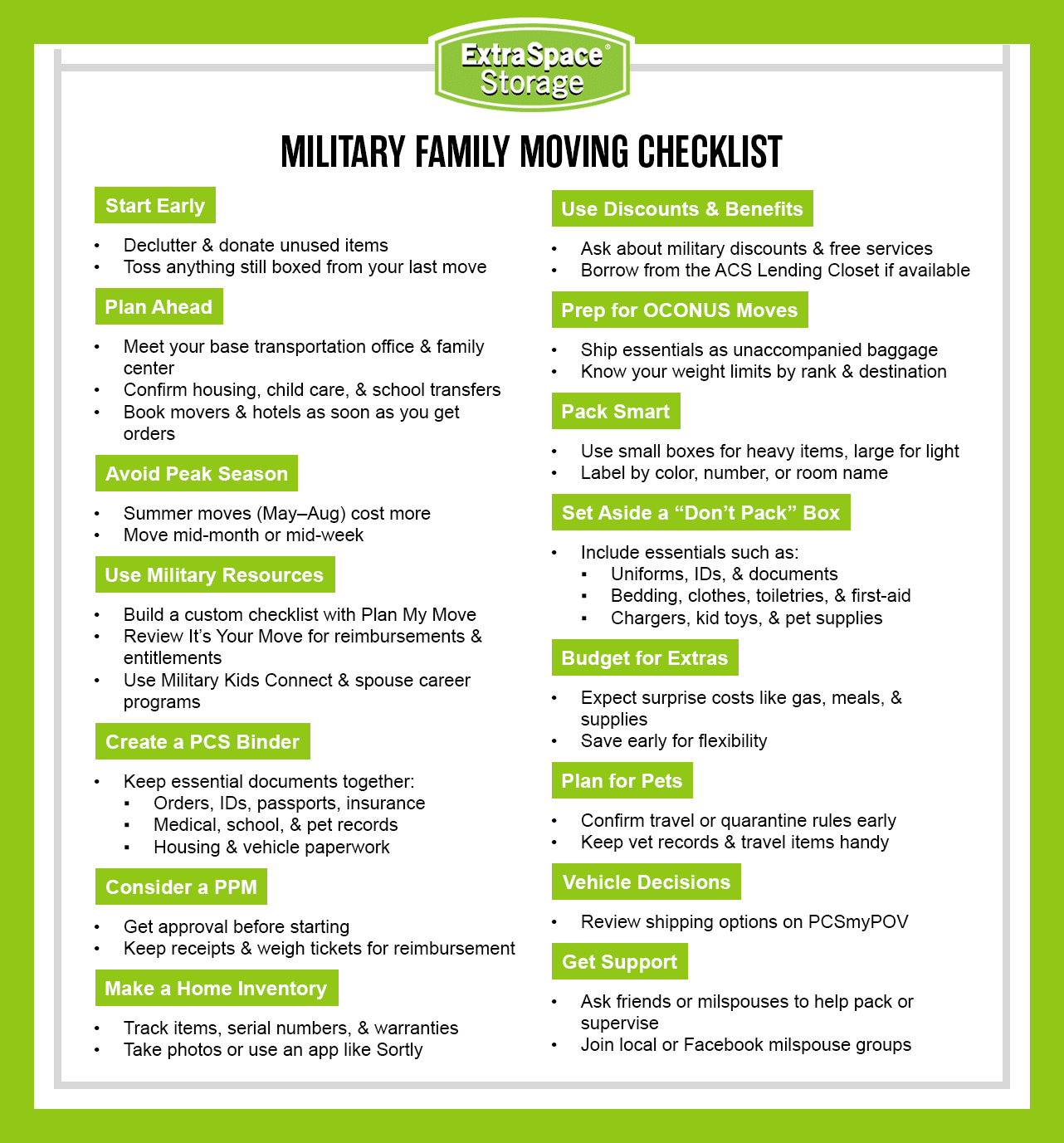 Rich Content - Military Moving Checklist