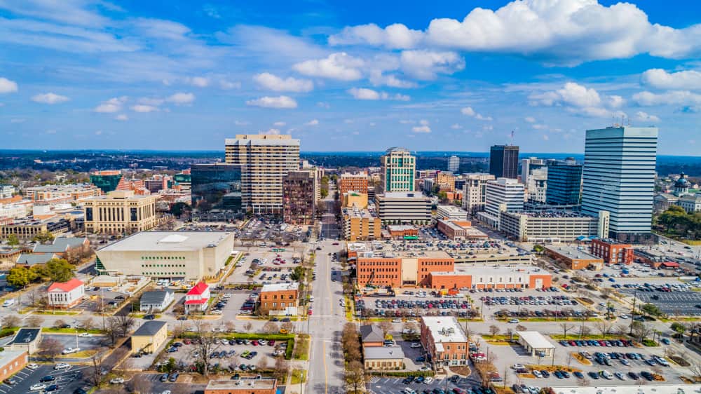 Aerial view of downtown Columbia, SC