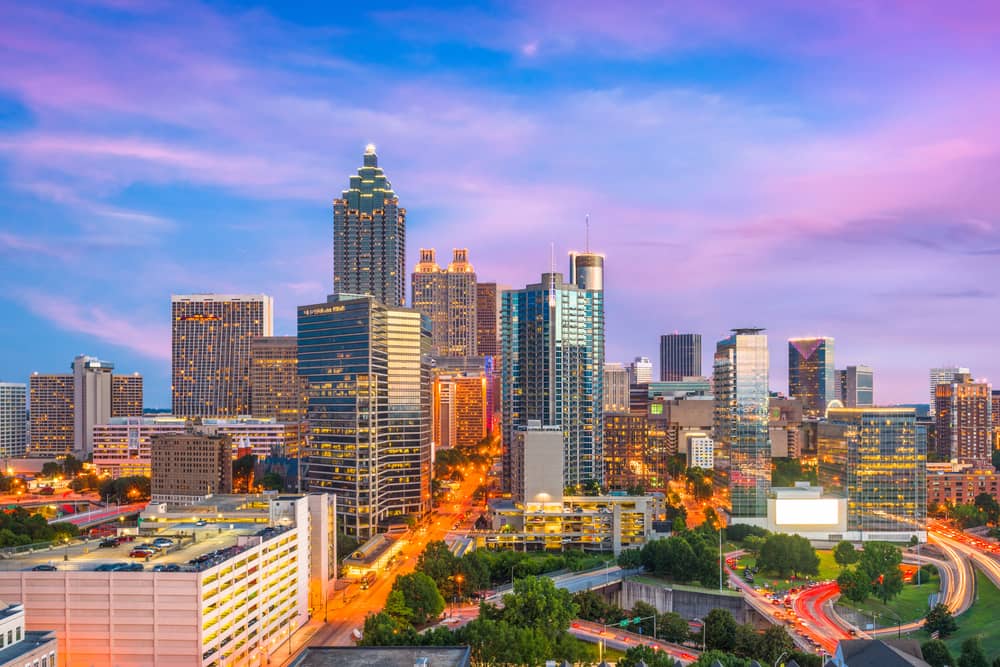 Atlanta skyline at dusk