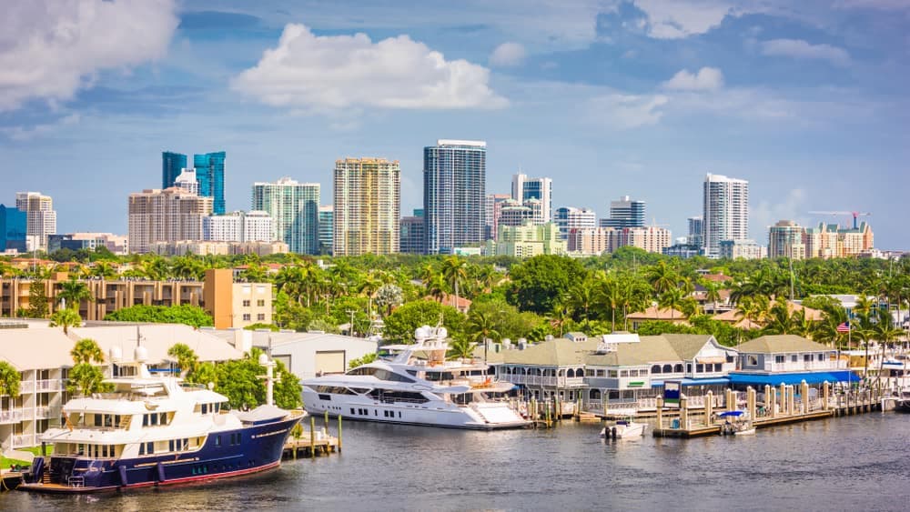 Downtown skyline view of Fort Lauderdale along the water