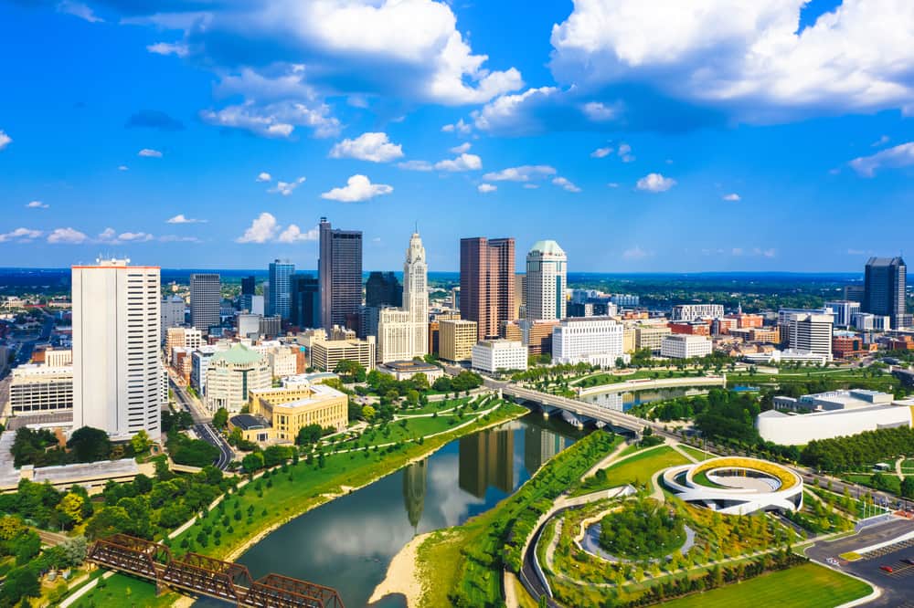 Aerial view of Columbus, OH