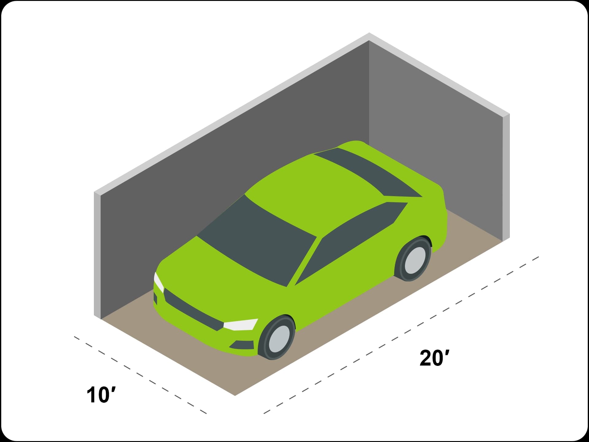 A car in a 10x20 storage unit