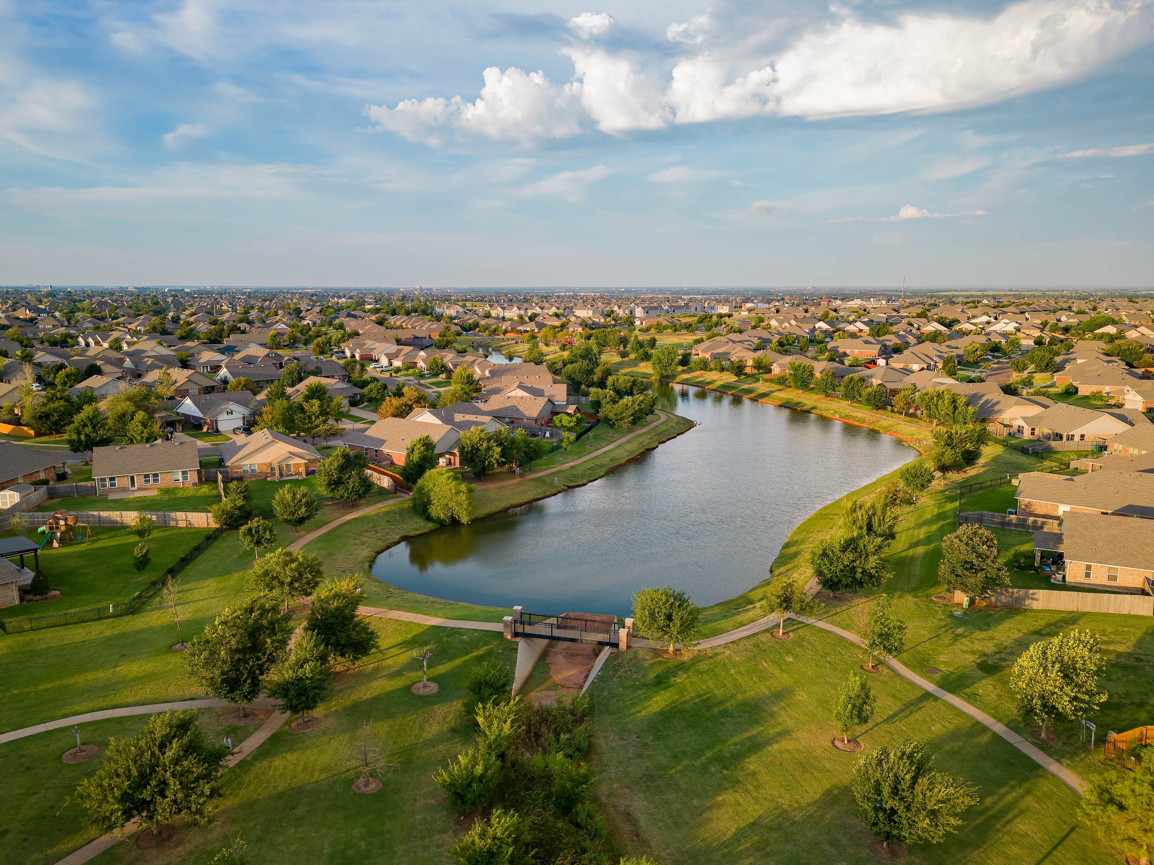 Aerial view of neighborhood in Edmond, OK