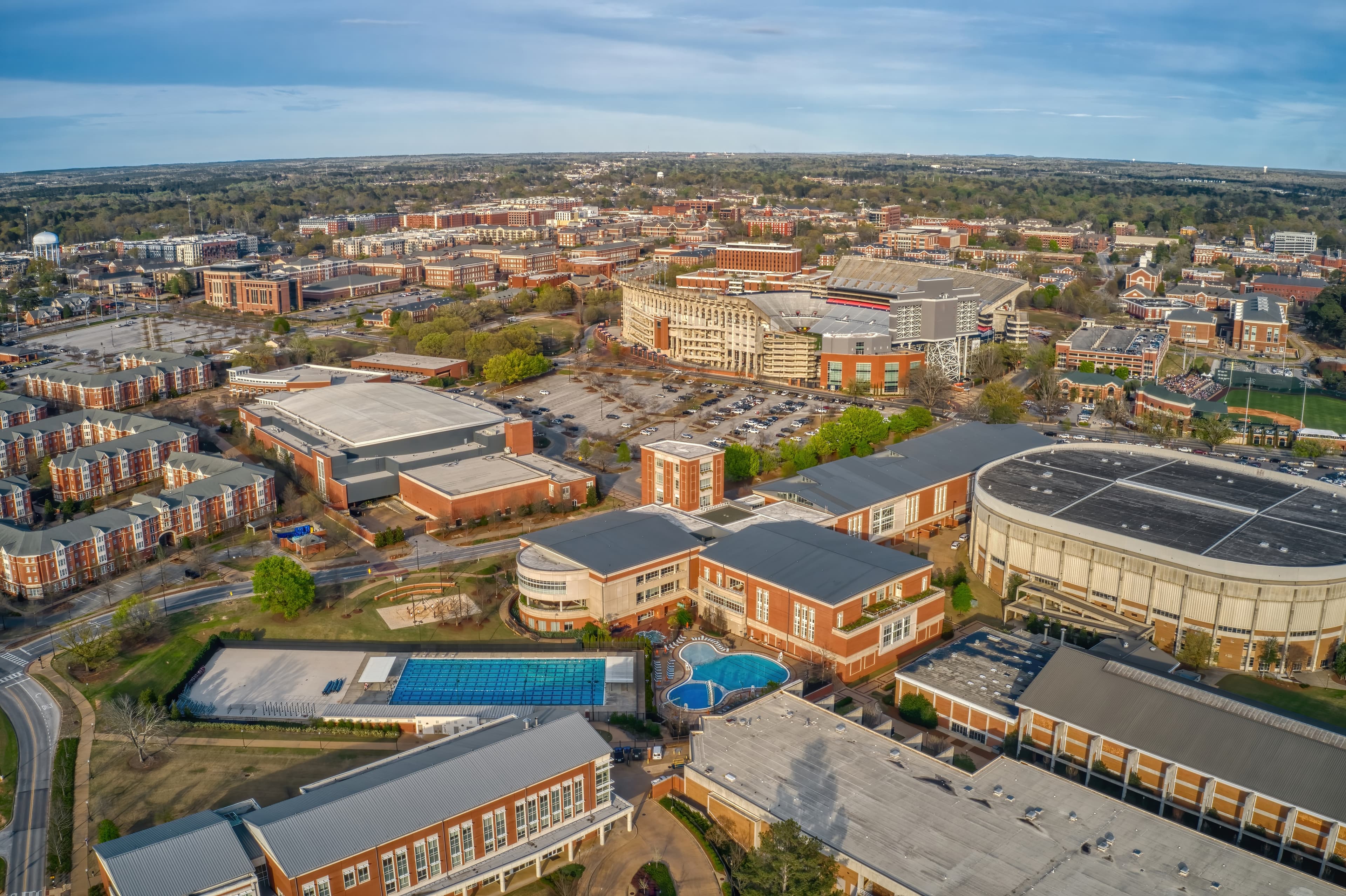 Daytime aerial view of Auburn, AL.