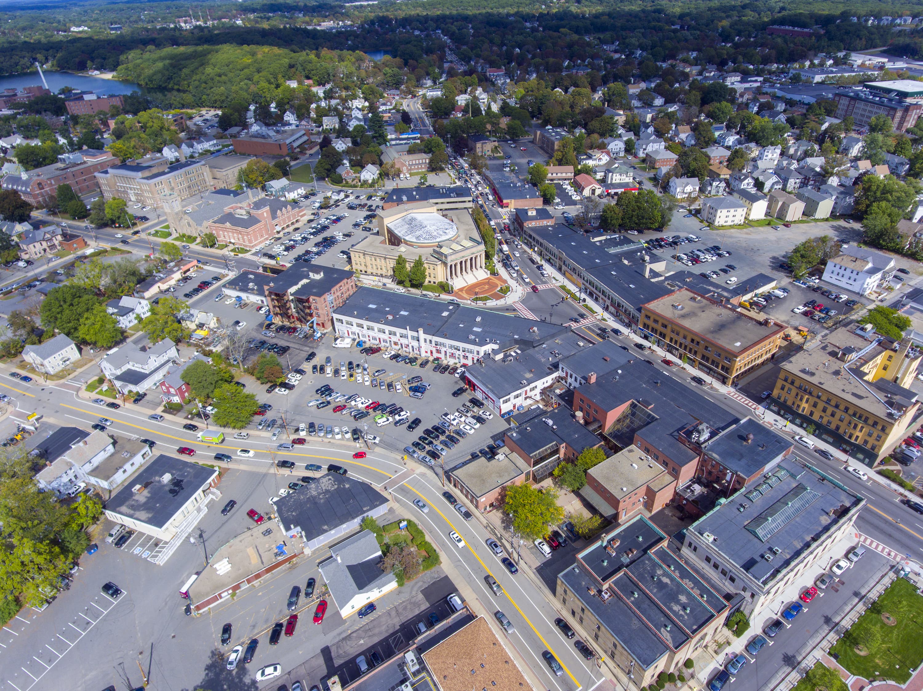 Aerial view of Farmingham, MA