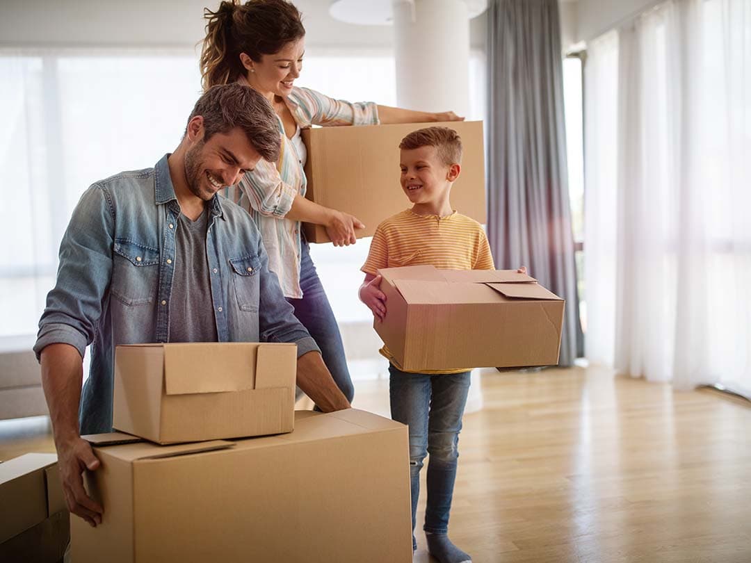 Family moving boxes