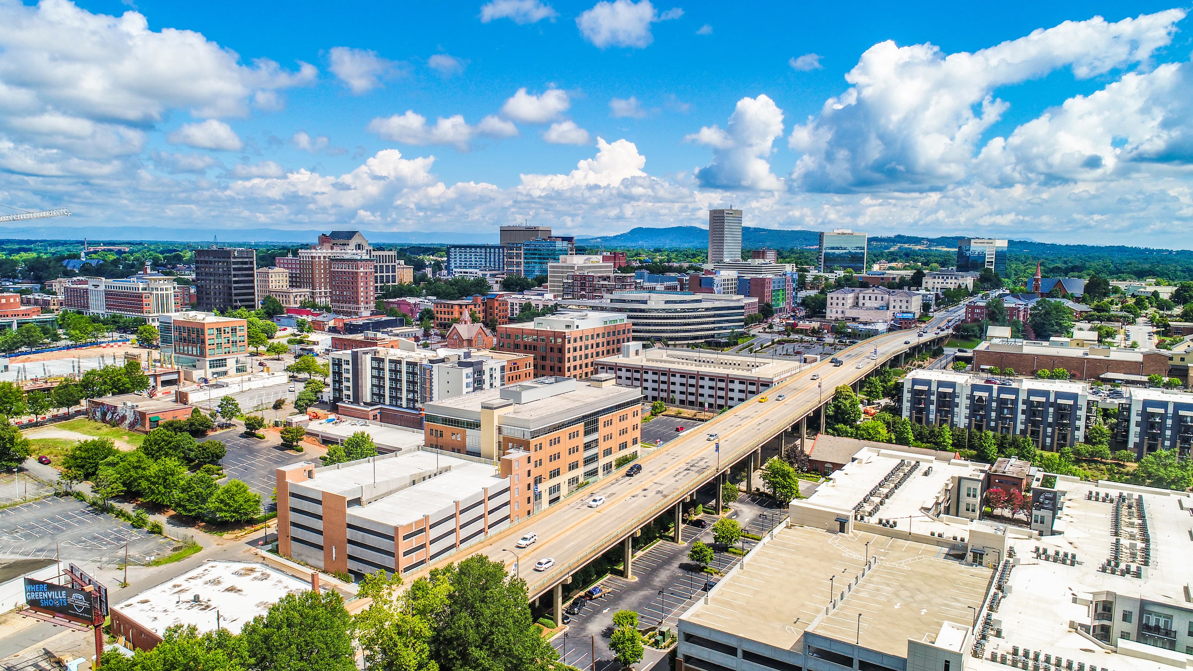Skyline view of Greenville, SC during the day