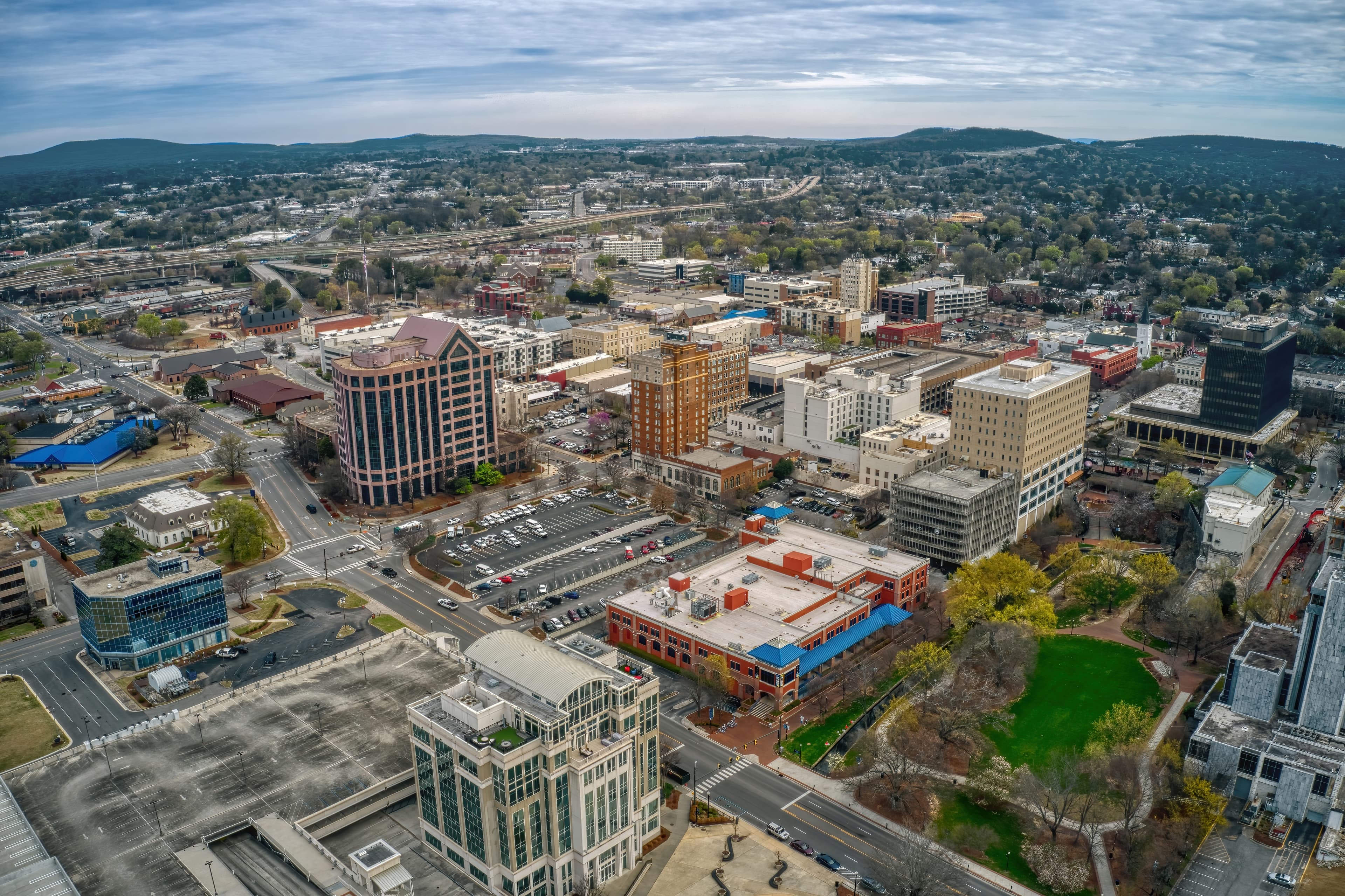 Skyline view of Huntsville, AL buildings