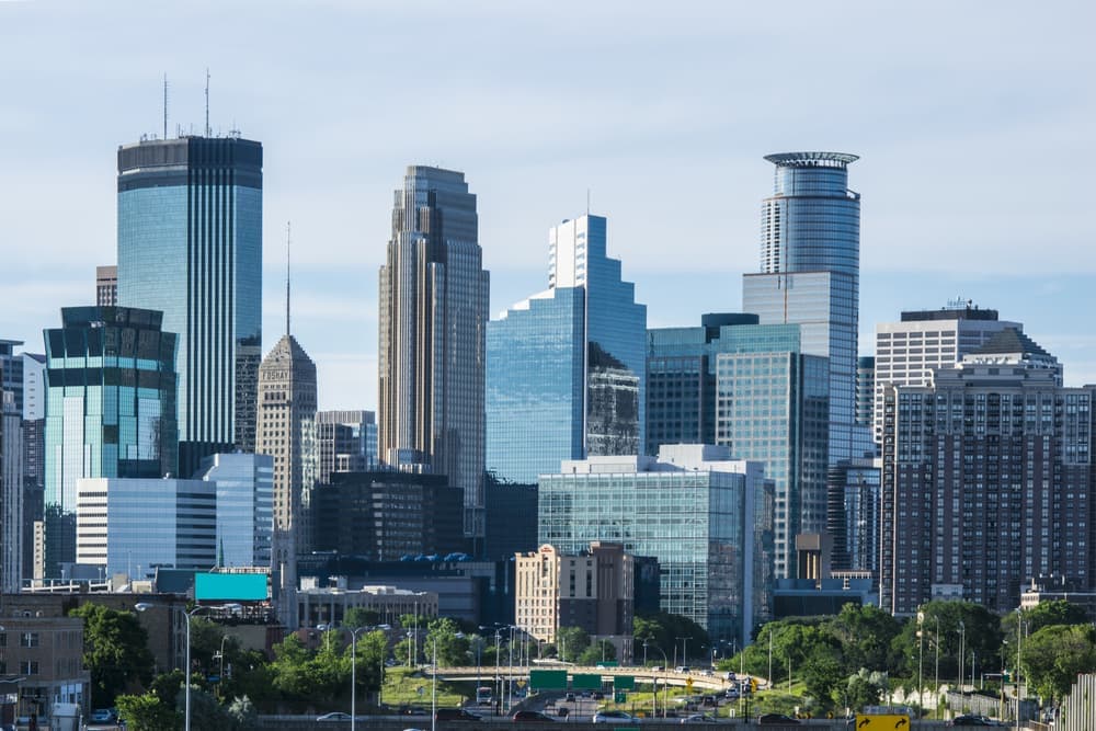 City view of skyscrapers in Minneapolis, MN