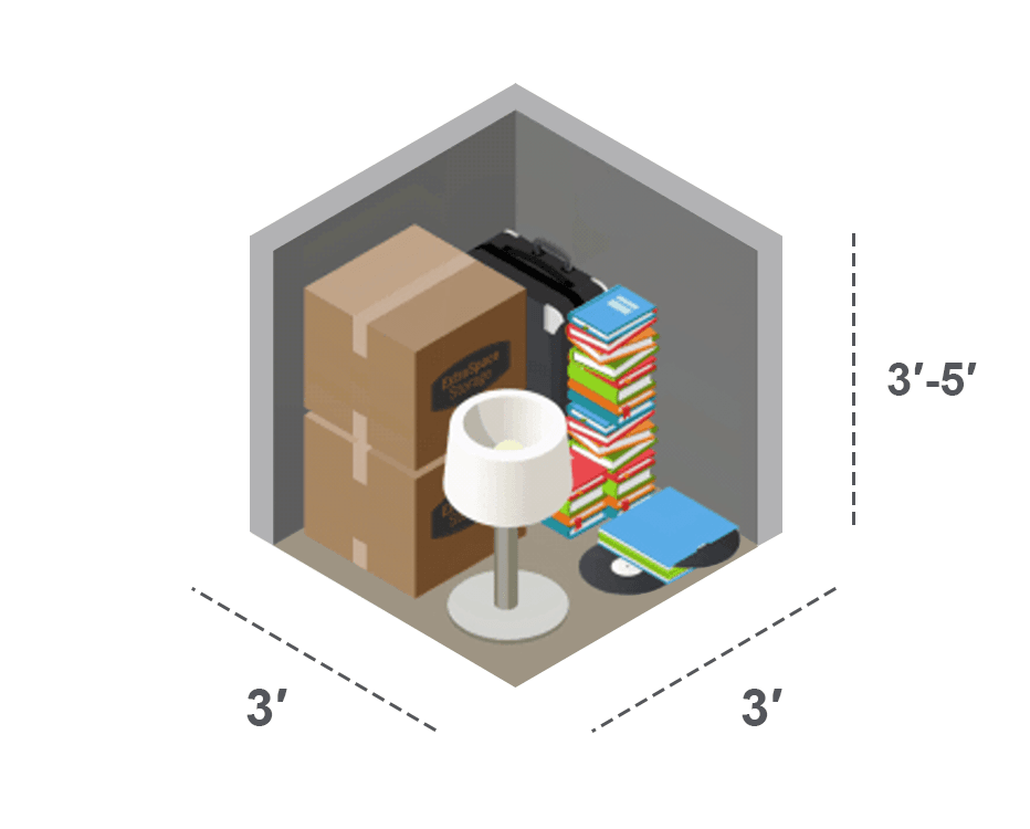 3x3 storage locker with contents inside