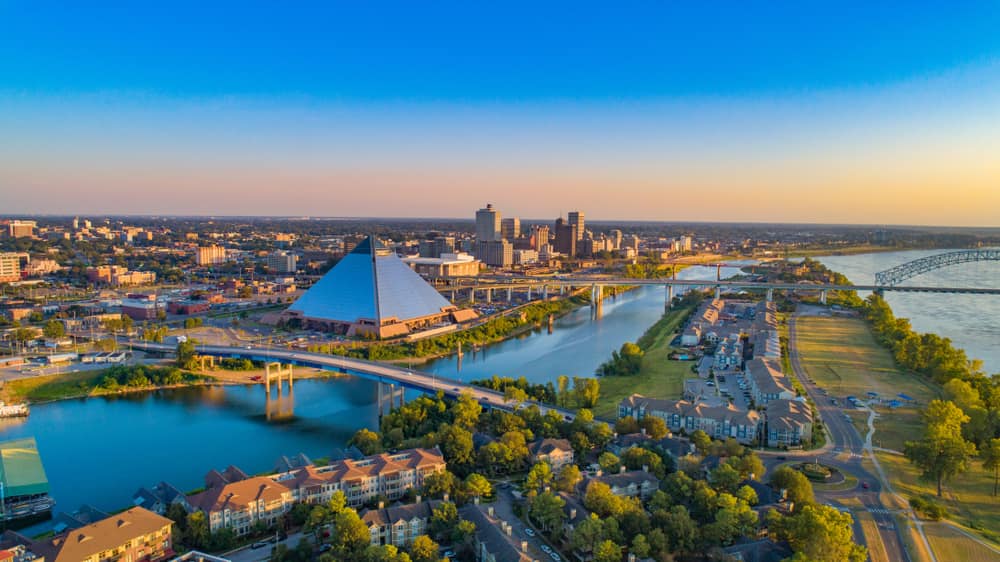 Aerial view of downtown Memphis, TN