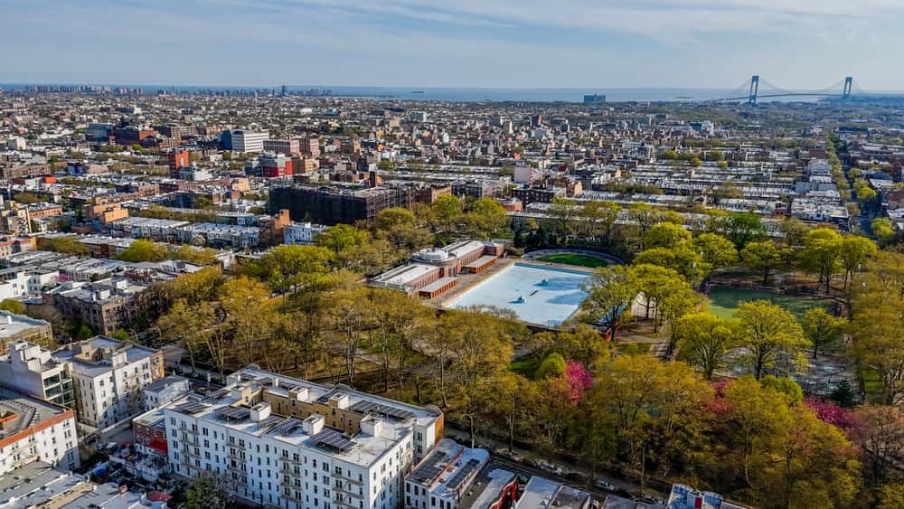 Aerial view of Brooklyn, NY