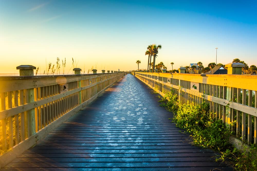 Beach boardwalk in Palm Coast, FL