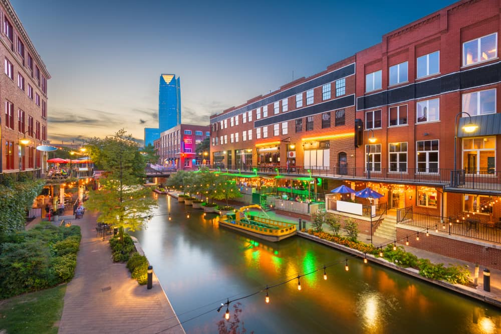 City view of Oklahoma City, OK at dusk