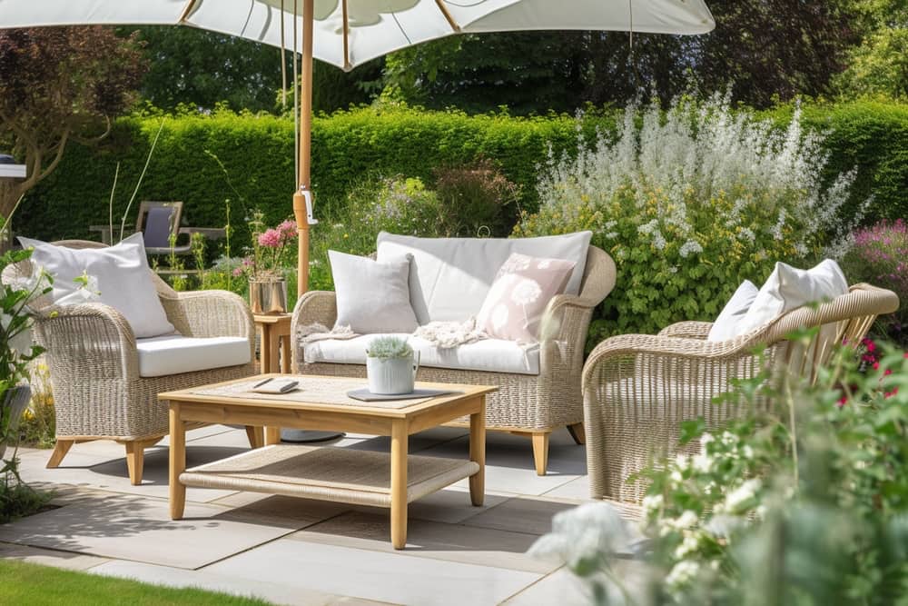 An outdoor patio set