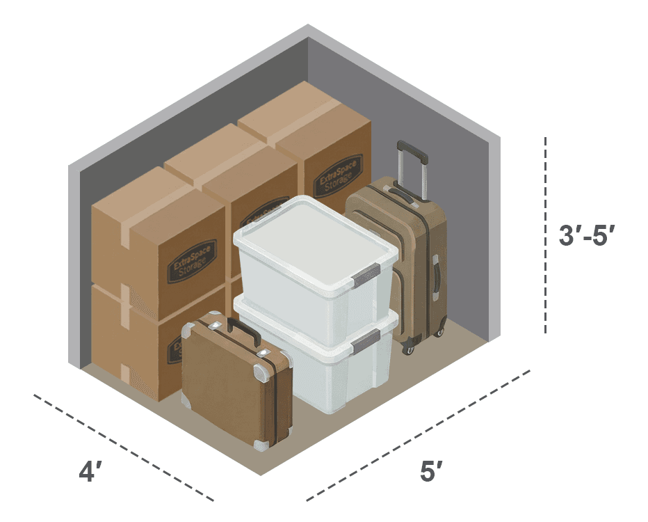 4x5 storage locker with contents inside