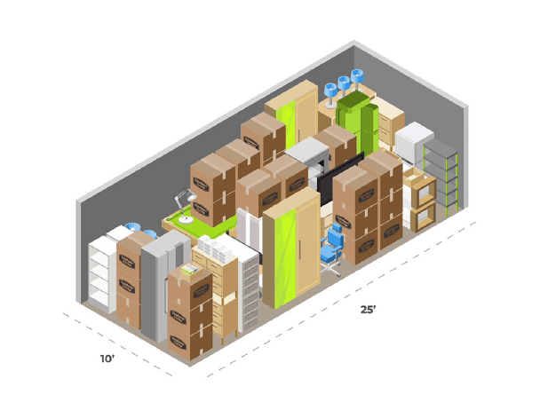 10 foot by 25 foot storage unit
