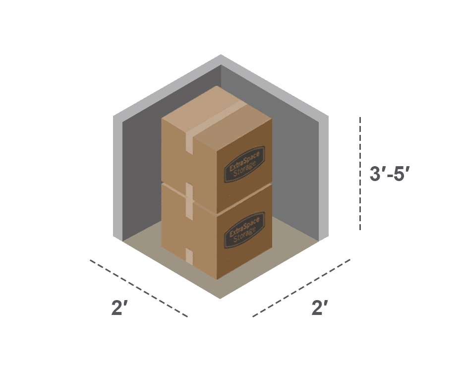 2x2 storage locker with contents inside
