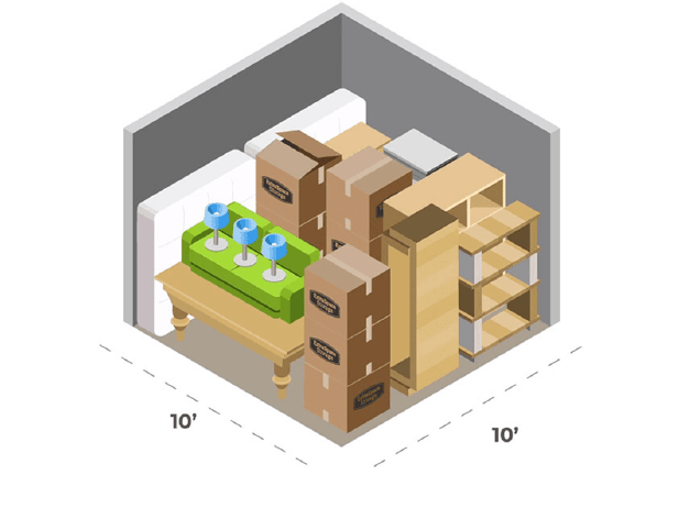 10 foot by 10 foot storage unit