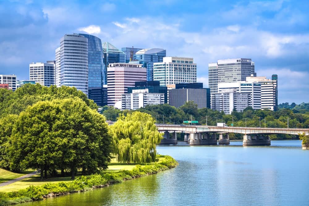 View of buildings in Arlington that is near a river