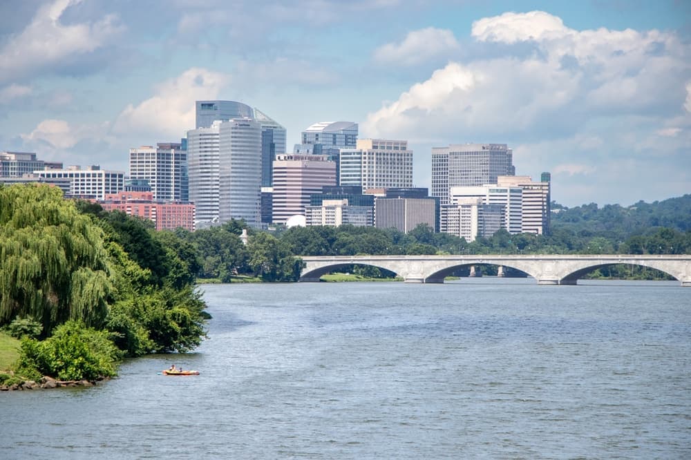 View of buildings in Arlington that is near a river