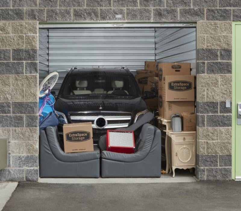 Black SUV in Outdoor Storage Unit