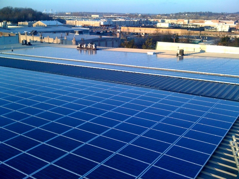 Roof solar panels on Extra Space Storage's North Bergen facility.