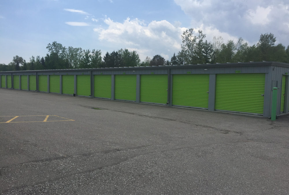 Row of storage units at a self storage facility