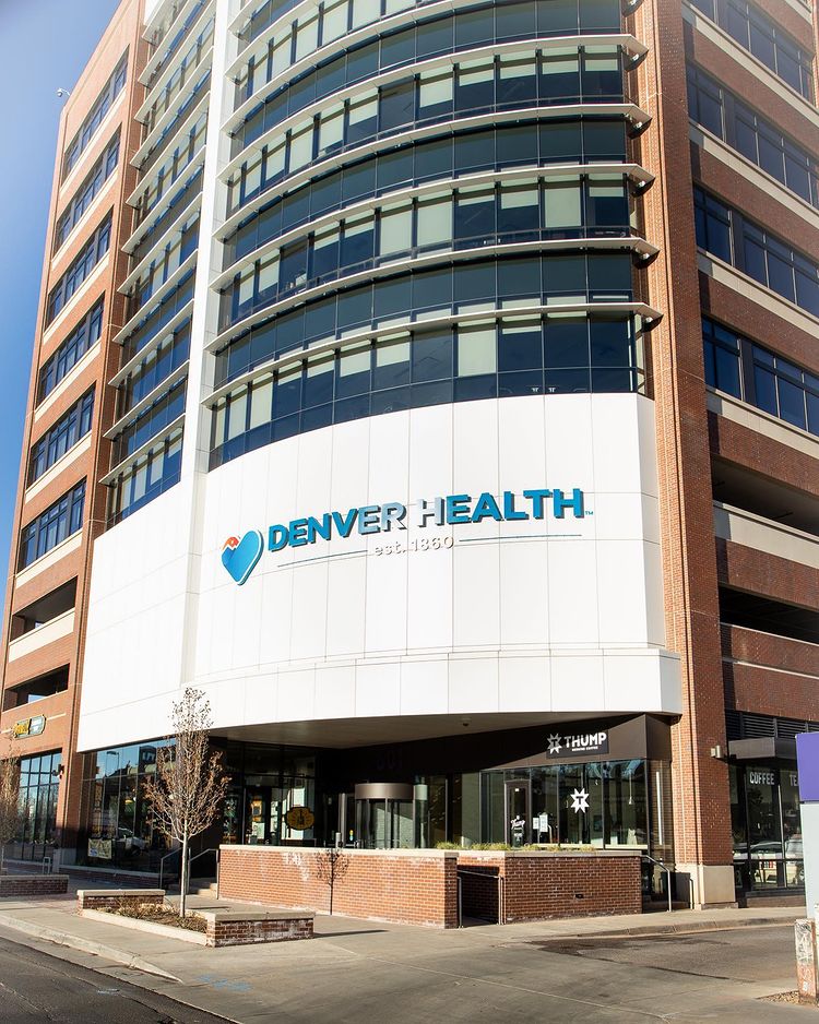 Exterior of the Denver Health Building. Photo by Instagram user @thumpcoffeedenver