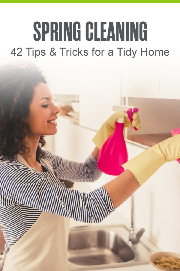 Pinterest graphic: Spring Cleaning: 42 Tips & Tricks for a Tidy Home