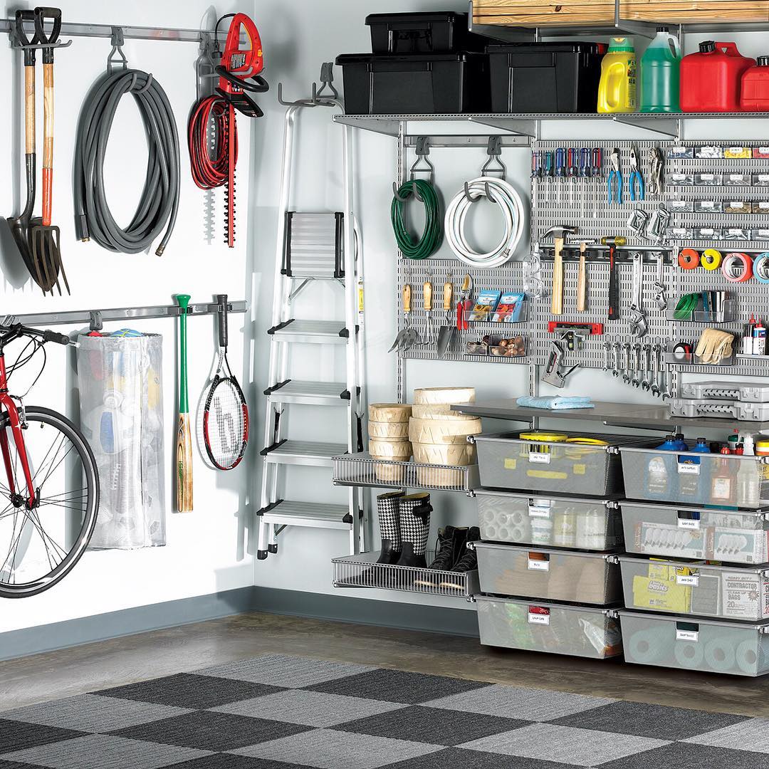 Organized garage tool area. Photo by Instagram user @thecontainerstore