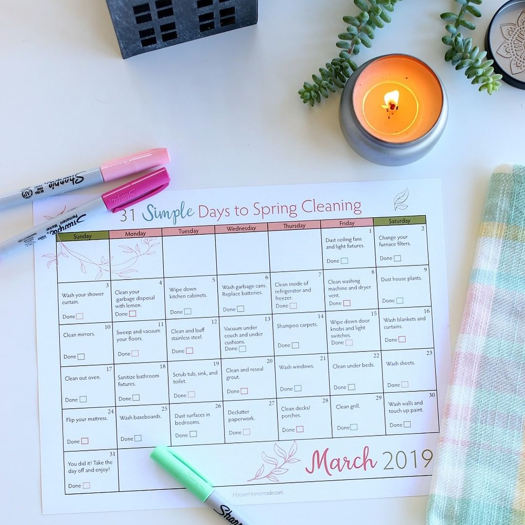 Spring cleaning month plan. Photo by Instagram user @hoosierhomemade
