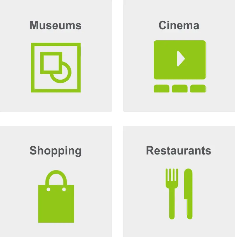 Activities in Lower East Side include museums, a cinema, shopping, and restaurants. 