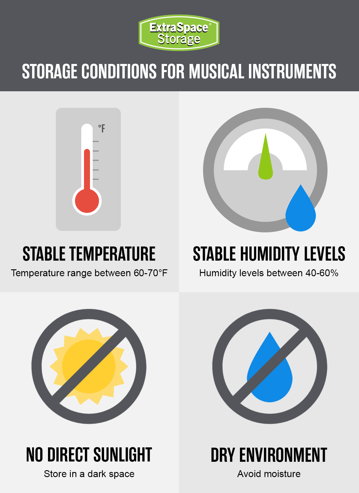 Conditions for musical instruments