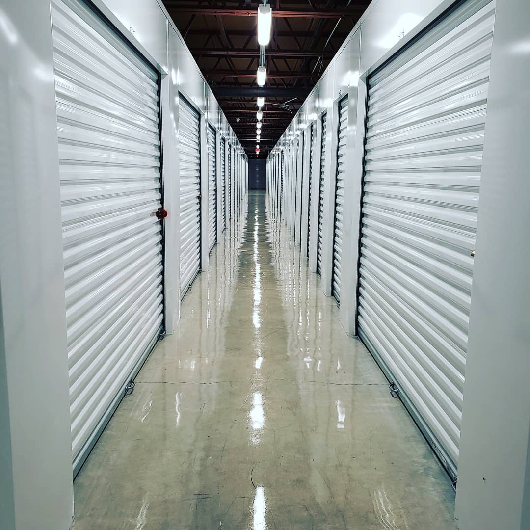 Hallway of Well-Lit Self-Storage Facility. Photo by Instagram user @minionmanelmore