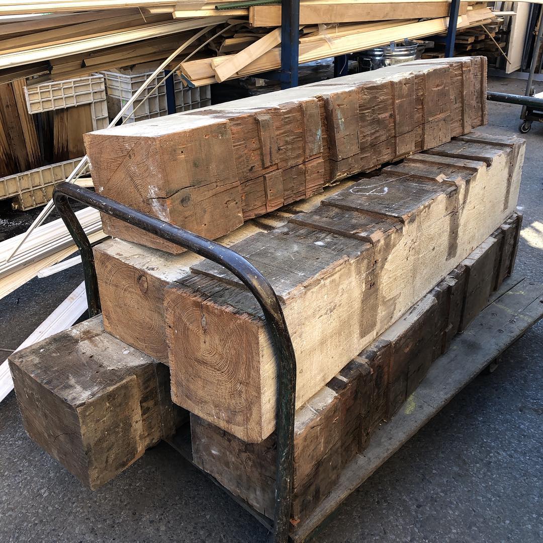 Wood on Rolling Pallet Ready to be Reused at Big Reuse. Photo by Instagram user @bigreuse