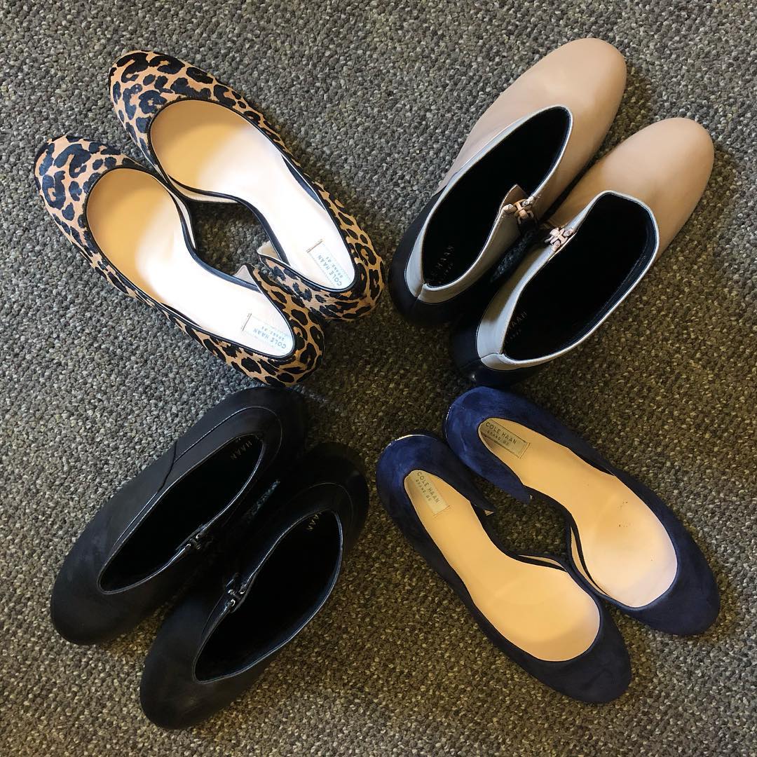 Four Pairs of Donated Women's Shoes. Photo by Instagram user @bottomlessclosetnyc