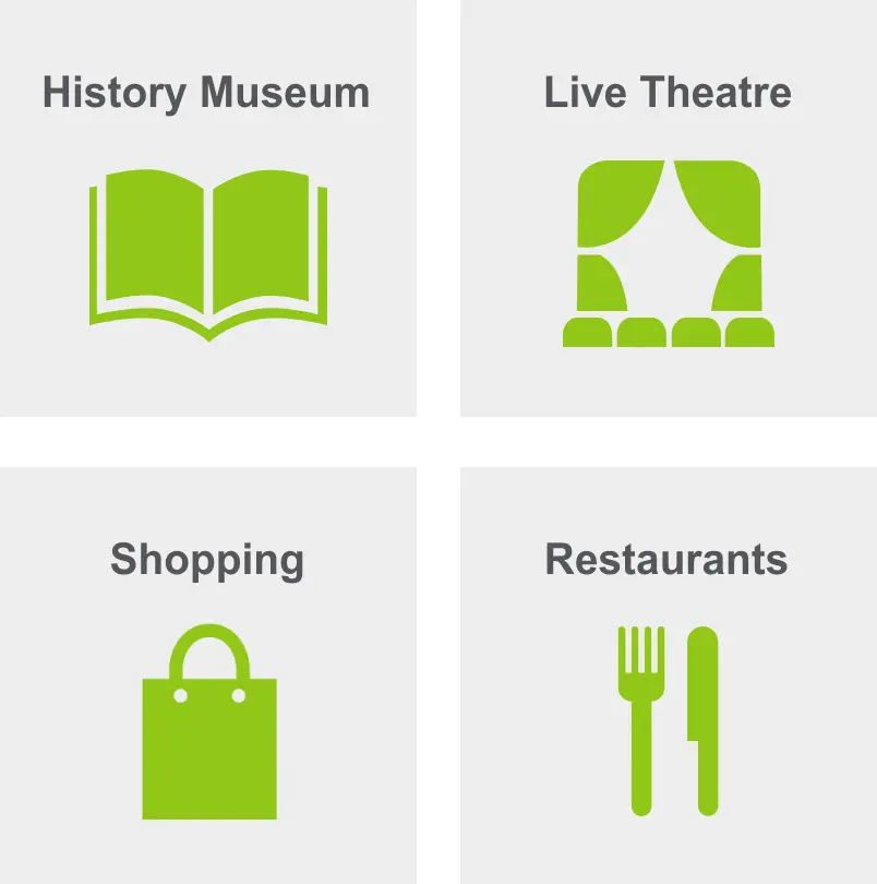 Activities in Monroe Ward include a history museum, live theatre, shopping, and restaurants. 