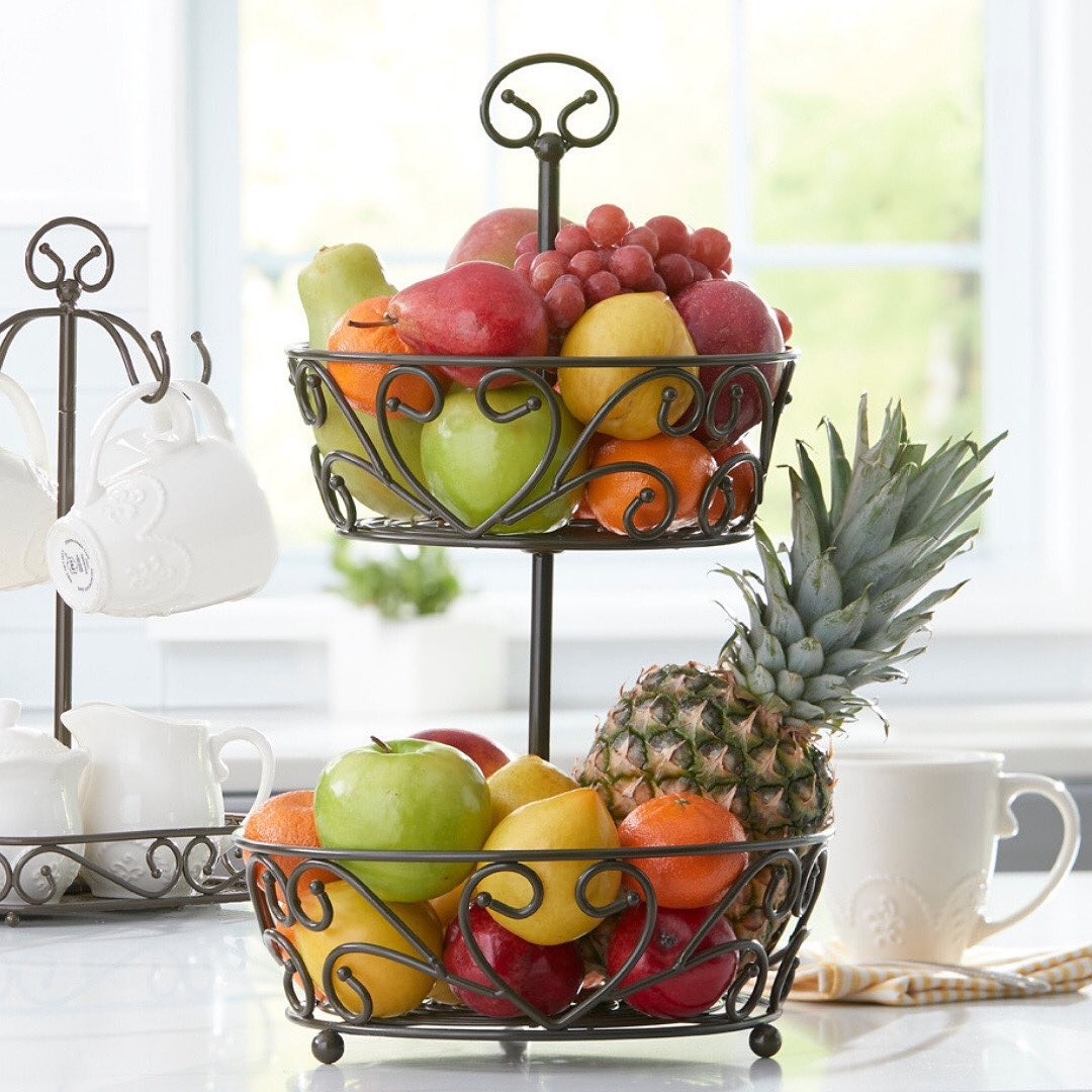 Fruit basket in kitchen. Photo by Instagram user @princesshouseinc