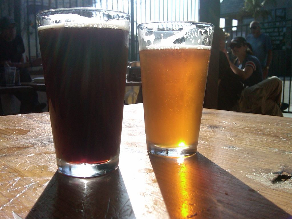 Two glasses of craft beer