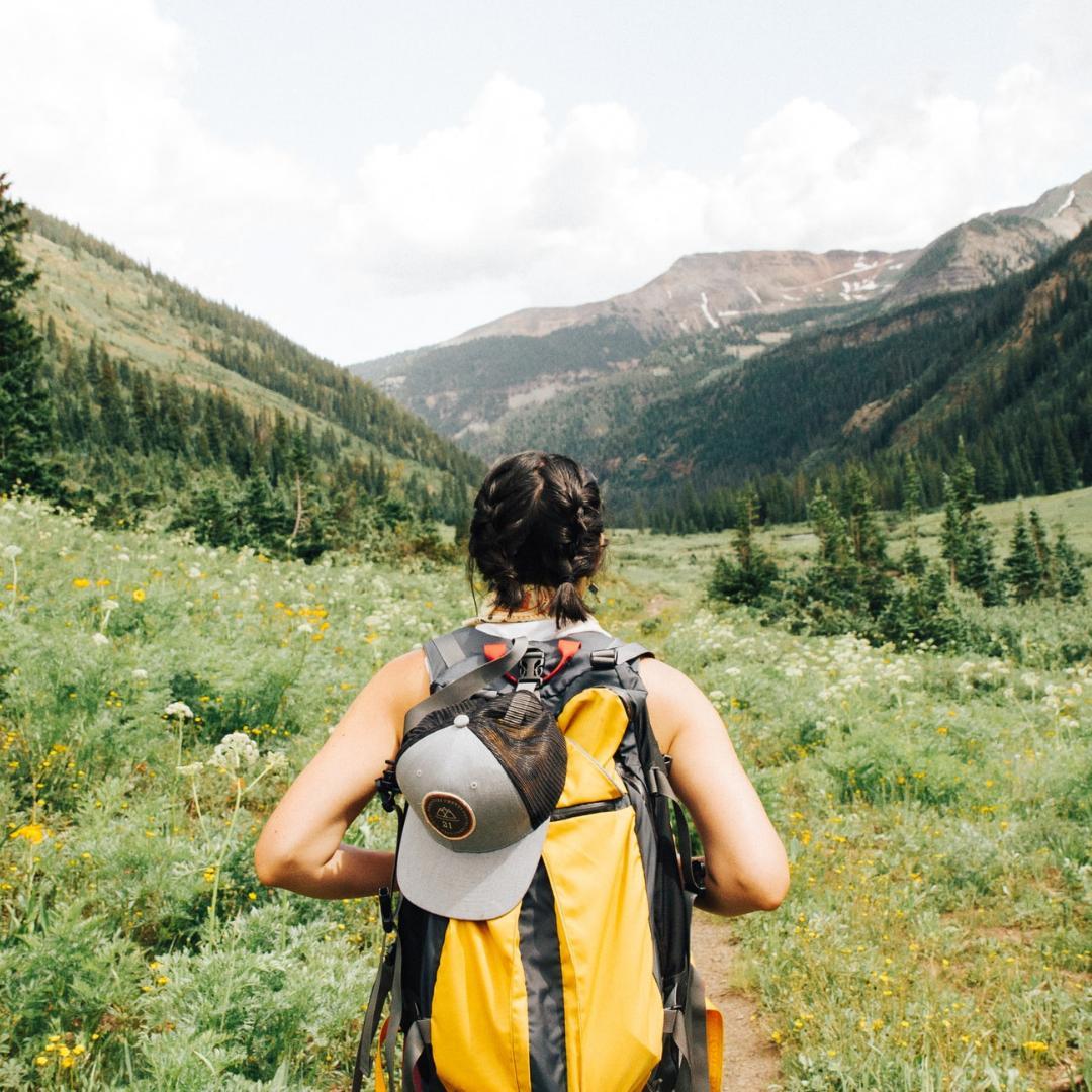 Mountain view of hiker on trail near Lakewood, CO. Photo by Instagram user @thegallerysportsmansclub