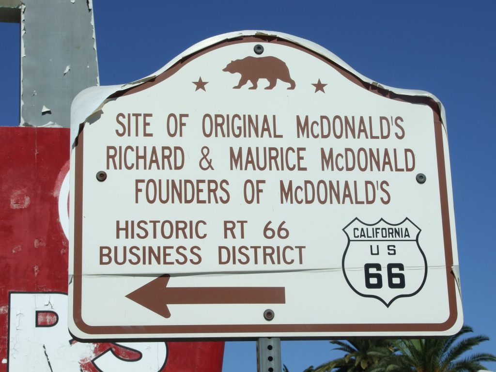 Sign in San Bernardino for Original McDonald's location