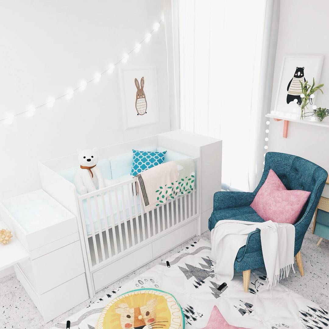 Multi-purpose crib in nursery. Photo by Instagram user @bediboo.id