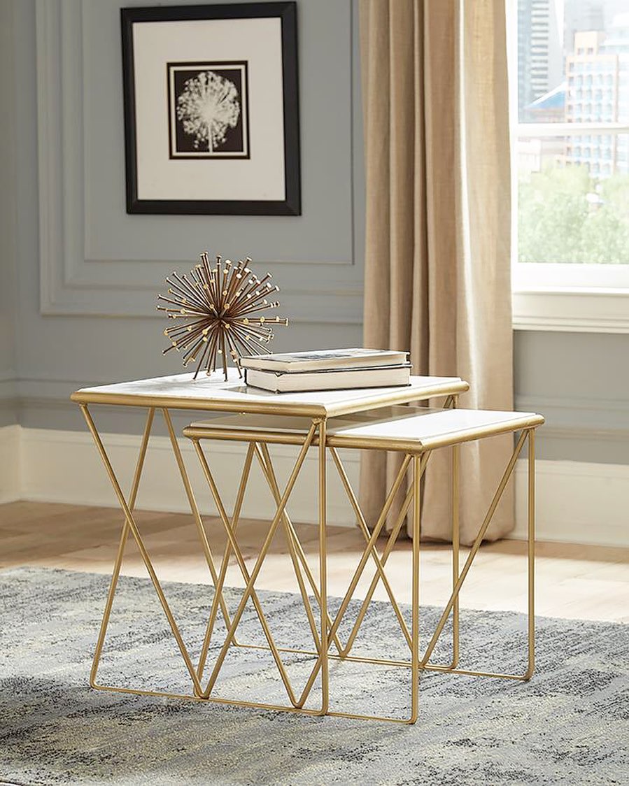 Luxe nesting tables. Photo by Instagram user @shopsetthestage