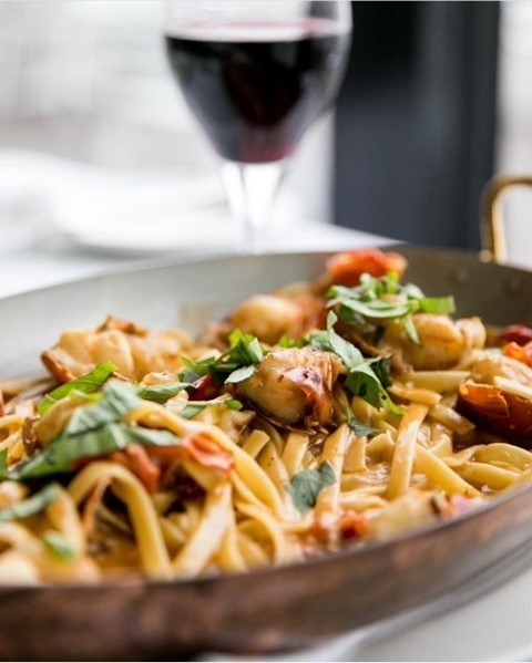 Seafood Capellini from Waterside Restaurant. Photo by Instagram user @watersidenj