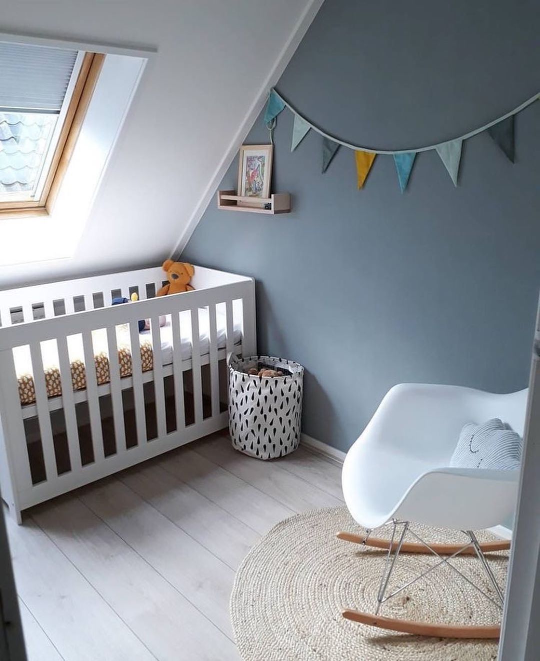 Baby nursery set up in attic space. Photo by Instagram user @potkrovlje.ba