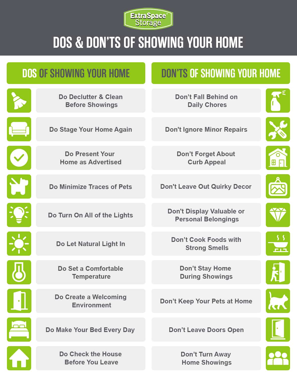 Dos and don't's of showing your home when selling.