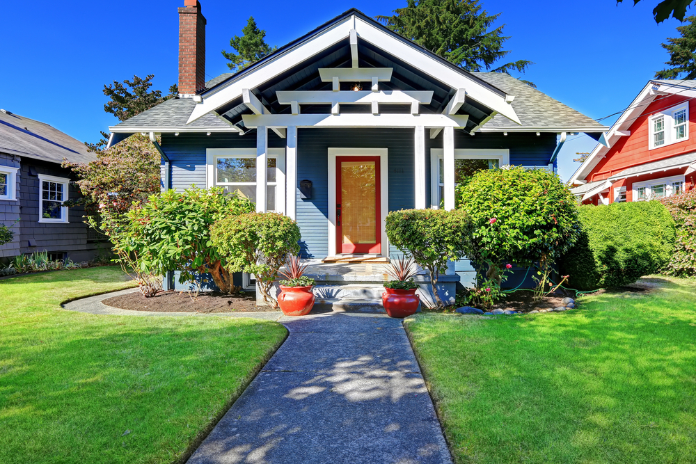 Exterior of small Craftsman-style bungalow